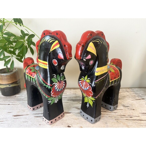 Vintage Hand Painted Lacquered Russian Folk Art Wood Horses Set Figurines USSR - Picture 12 of 12